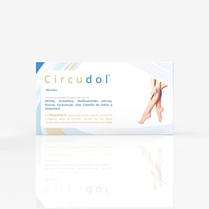 Circudol® (Antes Circudin®) 200 ml de Margan Biotech. Circulación Periférica. MIRTILO | GROSELLERO | BIOFLAVONOIDES CÍTRICOS | RUSCUS | ESCARAMUJO | UVA | CASTAÑO DE INDIAS | VITAMINA C. 20 viales