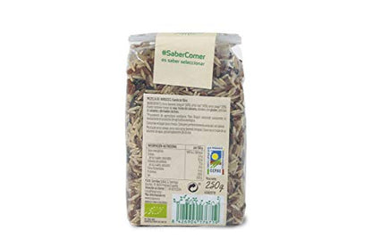 BIOGRÁ - Mix De Arroz Con Alto Contenido En Fibra, Compuesto por Arroz Salvaje, Arroz Rojo y Arroz Basmati integral, Apto para Veganos, 250g