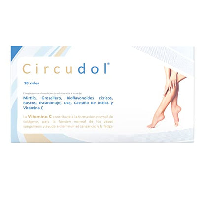 Circudol® (Antes Circudin®) 200 ml de Margan Biotech. Circulación Periférica. MIRTILO | GROSELLERO | BIOFLAVONOIDES CÍTRICOS | RUSCUS | ESCARAMUJO | UVA | CASTAÑO DE INDIAS | VITAMINA C. 20 viales