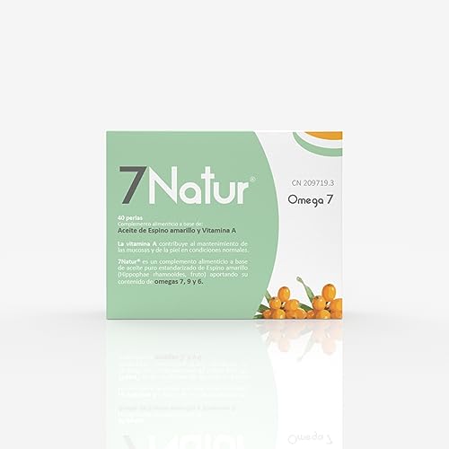 7Natur® 760,12 mg de Margan Biotech. Aceite de Espino amarillo y Vitamina A - OMEGA 7, 6, 9. 40 perlas