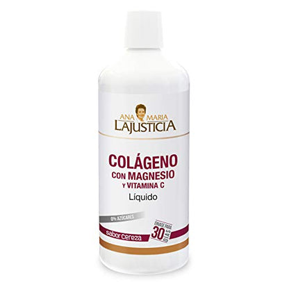 Ana Maria Lajusticia - Colágeno con magnesio y vitamina c – 1 litro (sabor cereza) articulaciones fuertes y piel tersa. Regenerador de tejidos con colágeno hidrolizado. Envase para 30 días.