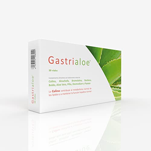 Gastrialoe Complemento Alimenticio a Base de Colina, Alcachofa, Bromelaína, Bardana, Boldo y Aloe Vera - Paquete de 20 x 10 ml - Total: 200 ml