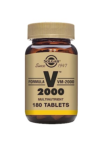 Solgar Formula VM-2000 Comprimidos - 180 comprimidos - Fórmula multivitamínica y mineral para la vitalidad diaria - Con vitaminas A, C y E - Combate el estrés y la fatiga - Vegano