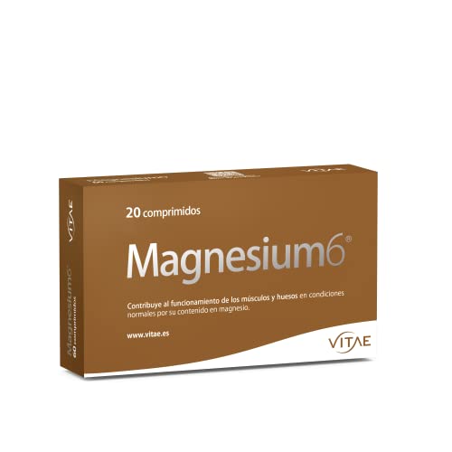 Vitae Magnesium6 20 comprimidos | 6 sales de magnesio, taurina y vitamina B6 | Ayuda a la relajación muscular | Tensión muscular y contracturas