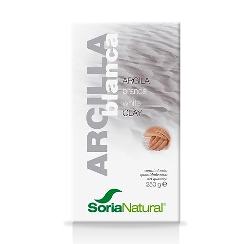 Soria Natural Arcilla blanca – Limpia en Profundidad – 100% de Pureza, Textura Fina, Origen Natural - Puede Utilizarse como Mascarilla Facial, Enjuague Bucal – Uso Interno y Externo – Bolsa de 250g.