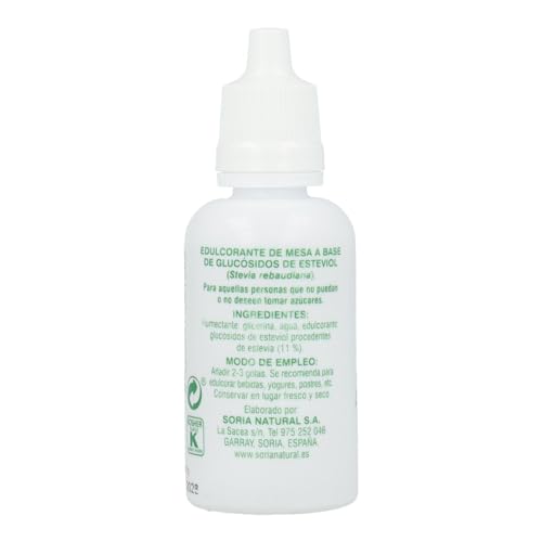 Soria Natural Steviat gotas - Edulcorante de Mesa 100% Natural – A Base de Glucósidos de Esteviol (Stevia rebaudiana) – Sustituto de Azúcar – Edulcorante Líquido Bajo en Calorías – Bote de 30 ml