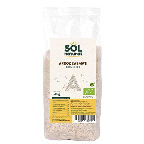 SOLNATURAL ARROZ BASMATI Blanco Bio 500 g, Estándar, Único