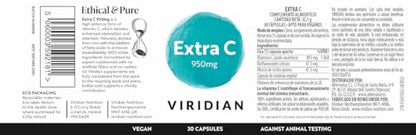Viridian Extra C | Vitamina C Mejorada 950 mg - 90 Cápsulas