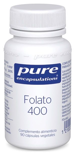 Folato 400 µg Pure Encapsulations – 90 Cápsulas Vegetales de Alta Absorción