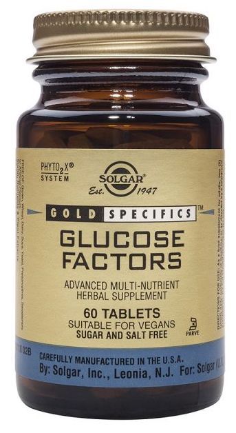 Suplemento Solgar Glucose Factors 60 comprimidos veganos para glucosa