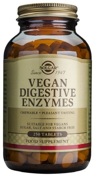 Enzimas Digestivas Veganas Solgar 250 Comprimidos Menta Natural
