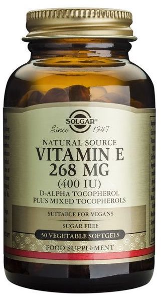 Vitamina E 400 UI Solgar – 50 Cápsulas Blandas Veganas Antioxidantes