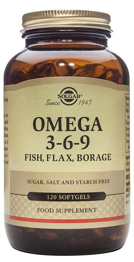 Omega 3-6-9 Solgar 120 cápsulas blandas, ácidos grasos esenciales
