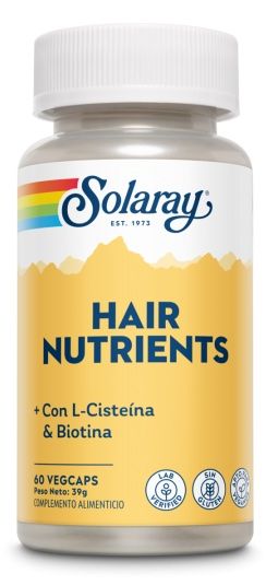 Suplemento Solaray Hair Nutrients 60 Cápsulas para Cabello Fuerte