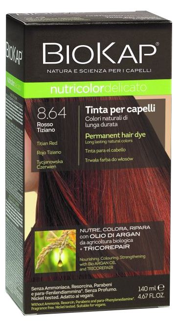 Biokap Nutricolor Delicato 8.6 4 Rojo Tiziano 140 ml