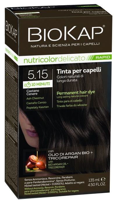 Biokap Nutricolor Delicato Rapid Castaño Cenizo 135 ml Coloración Vegana