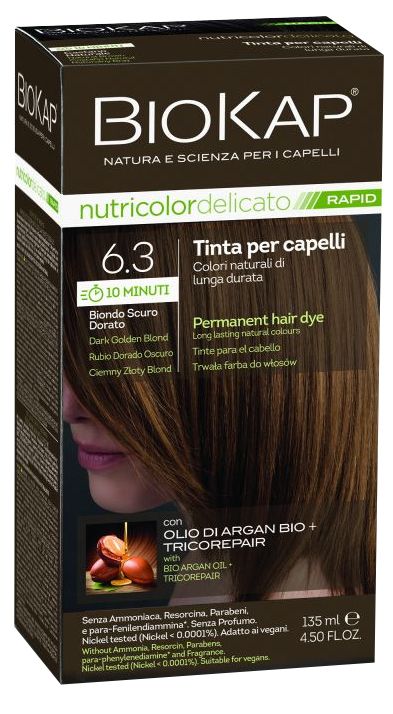 Biokap Nutricolor Delicato Rapid 6.30 Rubio Dorado Oscuro 135ml
