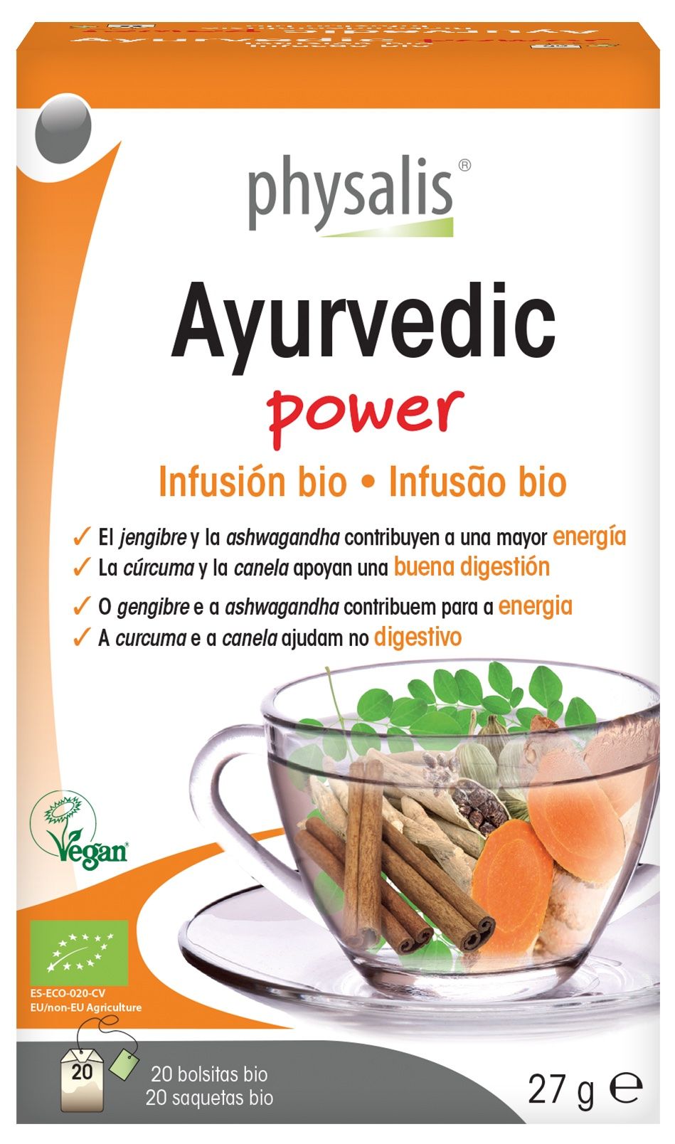 Infusión Ayervedic Power Bio de Physalis – 20 filtros energéticos
