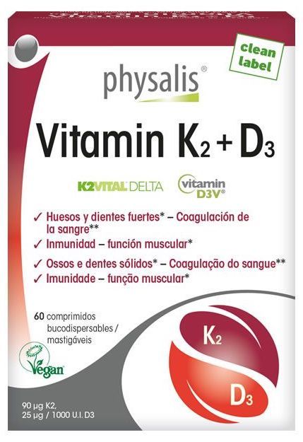 Vitamina K2 y D3 Physalis 60 comprimidos veganos