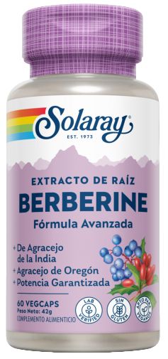 Berberina Solaray 60 Cápsulas Veganas para Salud Digestiva y Metabólica