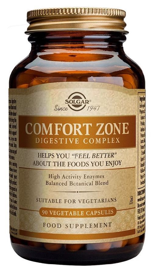 Comfort Zone Digestive Complex Solgar – Enzimas y Plantas, 90 Cápsulas