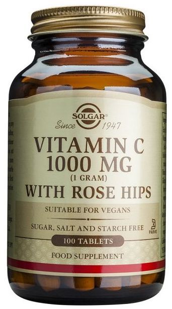 Vitamina C Solgar 1000 mg con Escaramujo – 100 Comprimidos Veganos