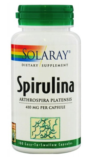 Espirulina Solaray 100 cápsulas orgánicas alta proteína y vitaminas