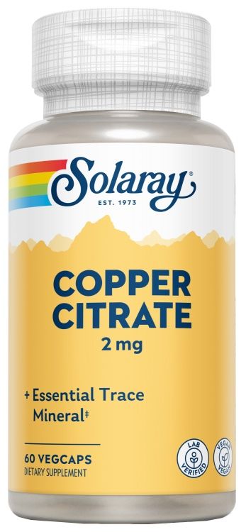 Cobre Citrato 2 mg Solaray – 60 Cápsulas de Alta Absorción