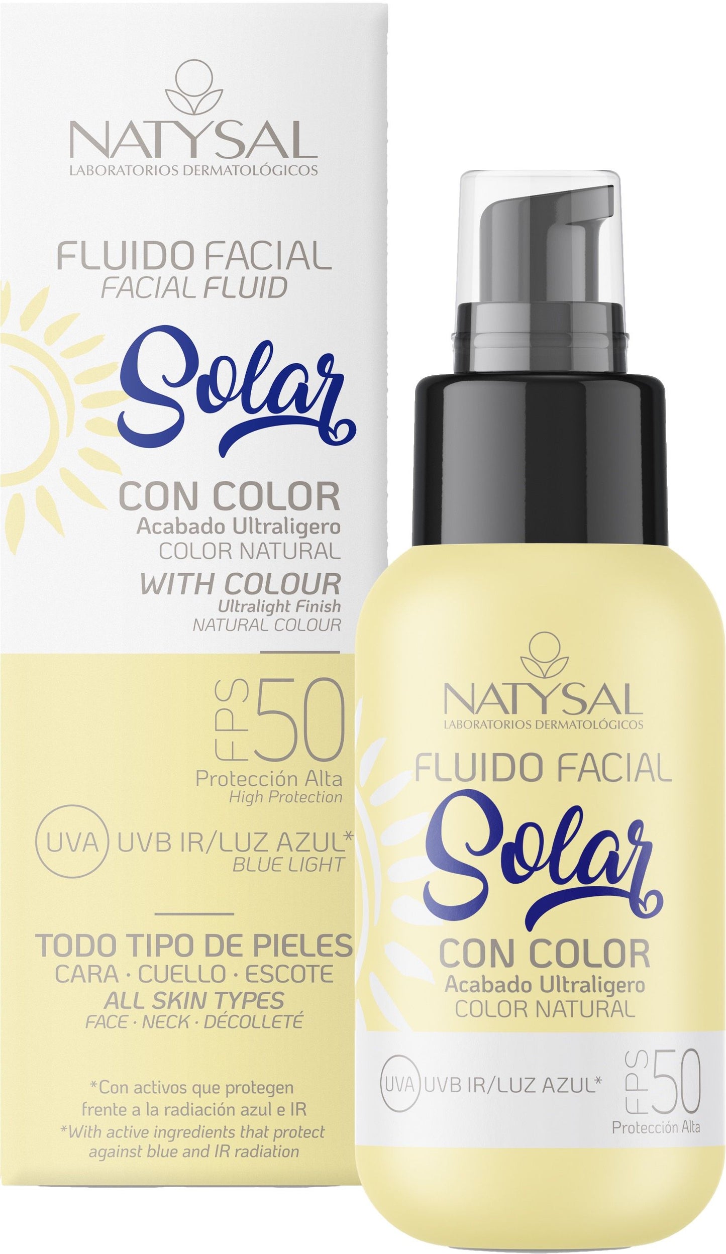 Fluido Facial Solar con Color FPS 50 Natysal 50ml