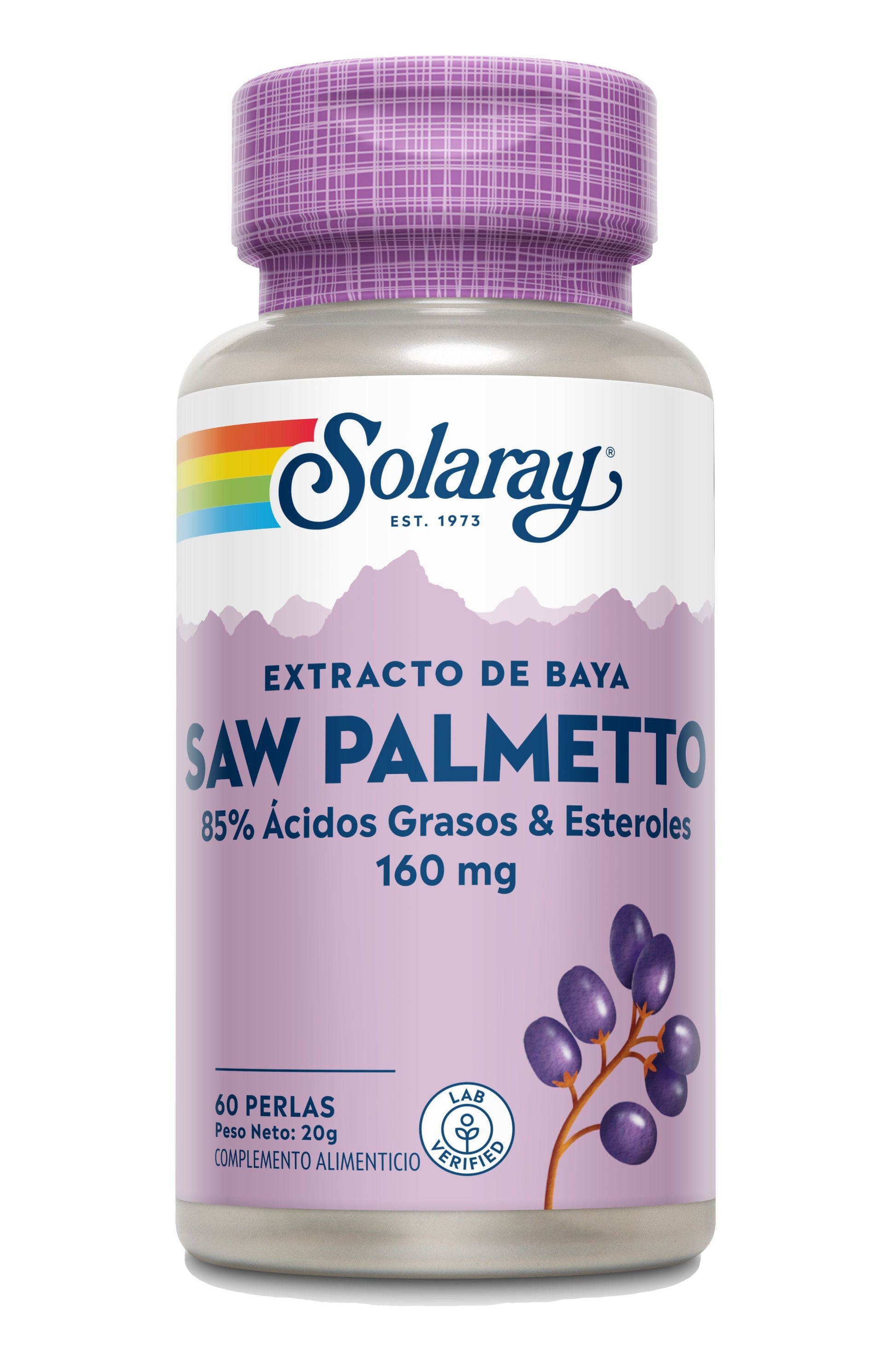 Saw Palmetto Solaray 60 perlas de extracto natural para próstata