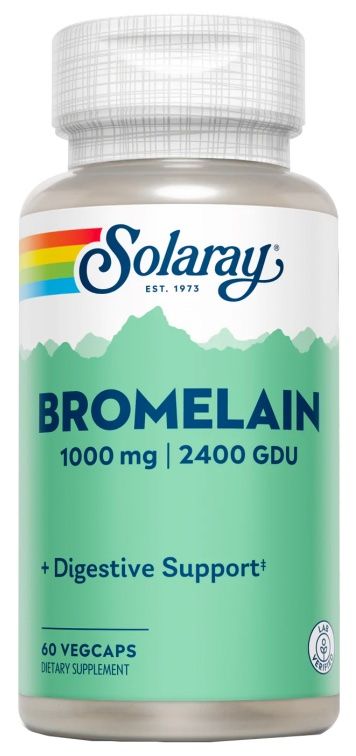 Bromelina Solaray 500 mg – 60 cápsulas veganas antiinflamatorias