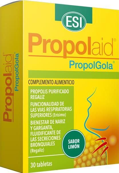 Propolaid Propolgola Limón 30 tabletas, alivio natural para garganta