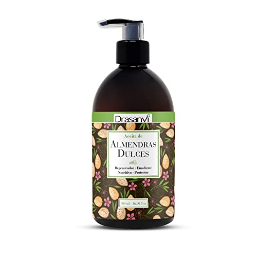 DRASANVI Aceite de Almendras Dulces con Vitamina A y E | Aporta ácidos Grasos Esenciales| Reduce Arrugas y Estrías | Hidrata y Nutre la Piel y el Cabello | uso Tópico o Emoliente| 500 ml