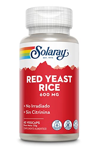 SOLARAY® Red Yeast Rice. 45 VegCaps. Formula de cuidado cardiovascular a base de Monascus purpureus. Sin gluten. Apto para veganos.