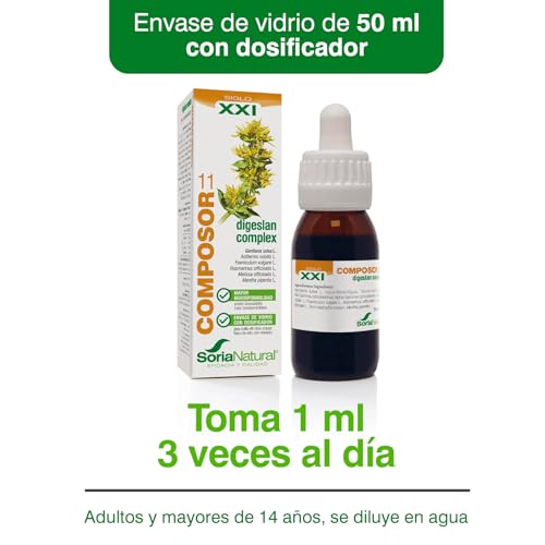 Soria Natural Composor 11 Digeslan Complex – Con Genciana, Manzanilla Amarga, Hinojo, Romero, Melisa, Bromelaína y Menta – Ayuda a las Digestiones - Enzimas con Propiedades Tónico Digestivas - 50ml