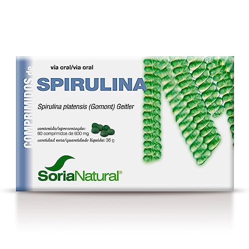 Soria Natural Spirulina Comprimidos - Superfood para Energía y Vitalidad - Refuerza tu Nutrición Diaria, Alto Contenido de Minerales y Proteína - Caja 60 comprimidos