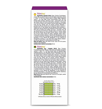 DRASANVI SLIMINA - Cola de Caballo + Alcachofa + Té Verde + Vitaminas B1, B2, B3 B6, B12 - Contribuye al correcto metabolismo energético - VEGANO - SIN GLUTEN