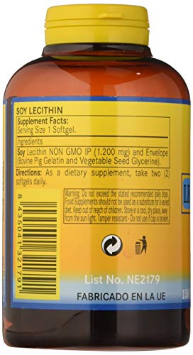 Nature Essential | Lecitina de Soja 1200 mg | 150 Perlas | Fortalece el Sistema Cardiovascular | Ayuda en la Digestión de las Grasas | Rico en Fosfolípidos | Hepatoprotector | No-GMO