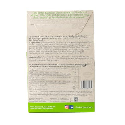 The Konjac Shop - Espaguetis Konjac De Albahaca 200g | Sin Gluten | Bajo En Calorias y Carbohidratos