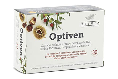 Betula - Optiven, Complemento Alimenticio a Base de Castaño de Indias, Rusco, Semillas de Uva, Rutina, Diosmina, Hesperidina y Vitamina C - 30 Cápsulas