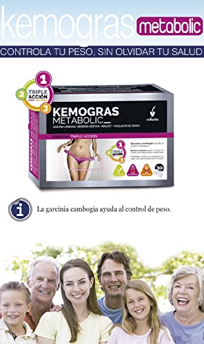 Novadiet - KEMOGRAS METABOLIC Cápsulas con Picolinato de Cromo, Garcinia Cambogia y Berberina, Ayuda al Control del Peso, Obesidad y Adelgazar - 30 Cápsulas