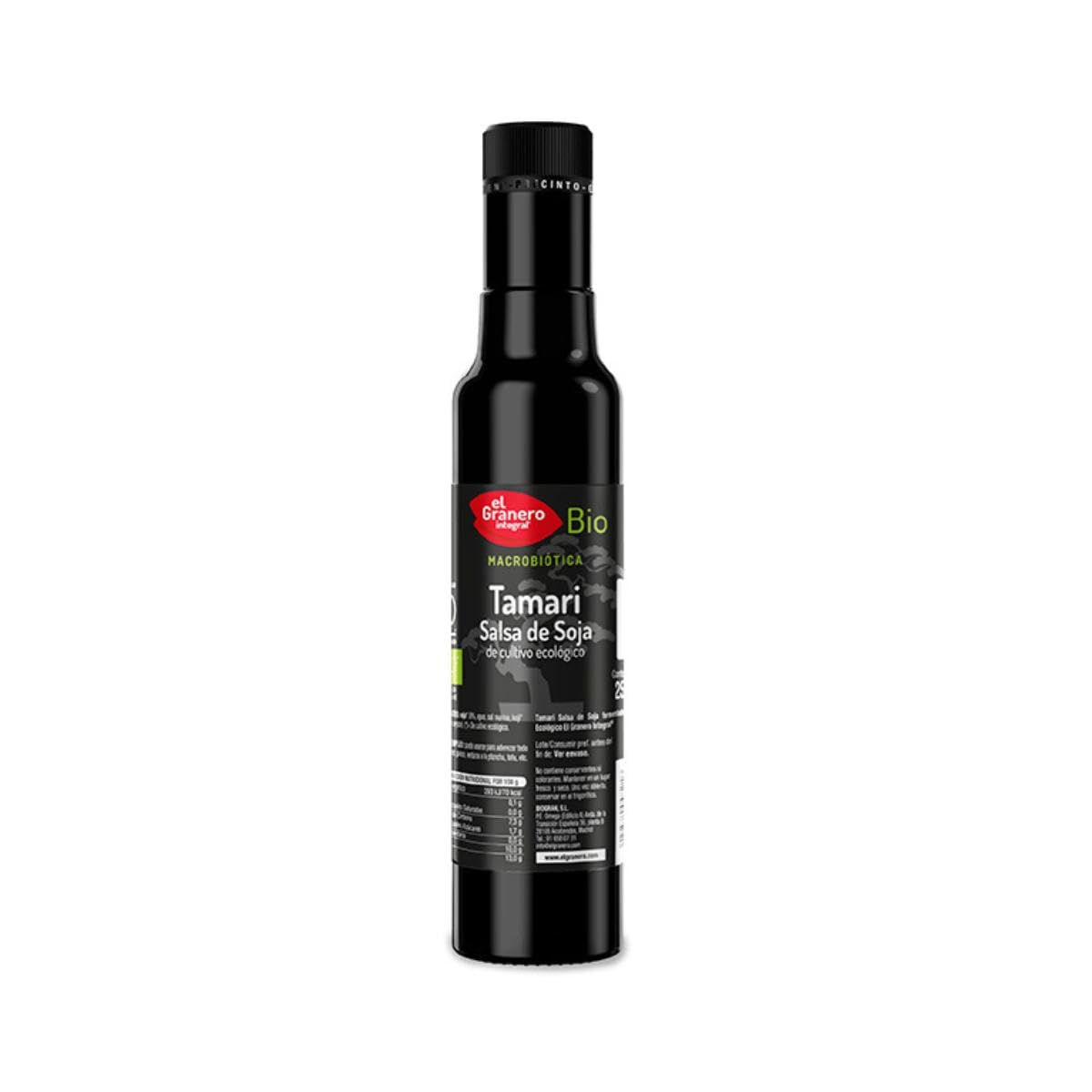 El Granero Integral - Tamari Salsa de Soja BIO - 500 ml - Fuente de Proteínas y Antioxidantes - Rico en Minerales - Bajo en Calorías y Grasas Saturadas - Apto para Veganos