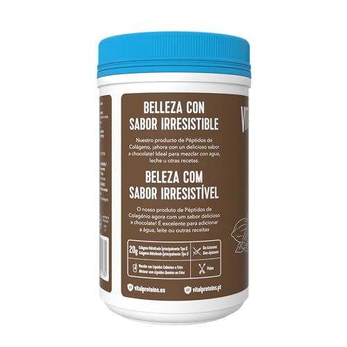 Vital Proteins Péptidos de Colágeno, complemento alimenticio en polvo, colágeno hidrolizado (Tipo I, III), sabor cacao, para la piel, cabello, uñas, sin gluten, 20 g de colágeno por dosis, 297g