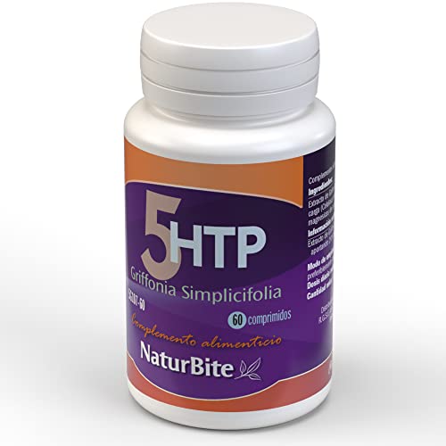 Naturbite 5-Htp 60 Comprimidos. Promueve la relajación y reduce el estrés, Ayudando Al Estado De Ánimo. Mejora El Sueño Natural y el Descanso Tranquilo