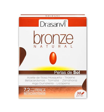 DRASANVI Acelerador de bronceado | Betacarotenos | Protege la Piel de Rayos UVA y Previene el Envejecimiento|Rosa de Mosqueta,Tomate, Zanahoria y Alga Dunaliella, Vitamina E, Licopeno, Luteína|30dias