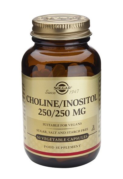 Suplemento de Colina e Inositol 250 mg – 50 cápsulas Solgar