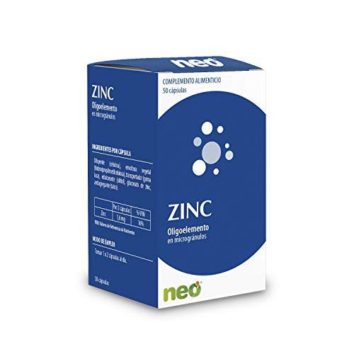 NEO | Zinc - 50 Cápsulas | Complemento Alimenticio para Favorecer la Función Cognitiva Normal y Reforzar el Sistema Inmunitario | Vegano sin Alérgenos ni GMO | Tomar 1 o 2 Cápsulas al Día