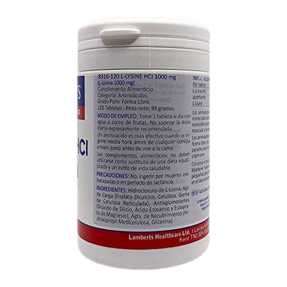 Lamberts L Lisina Hci 1000mg - 120 Tabletas, color Único