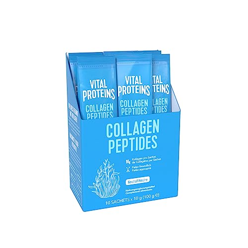 VITAL PROTEINS Bolsas de colágeno para péptidos, hidrolizado de colágeno insípido, sin aditivos, fácil preparación, soluble en líquidos calientes o fríos, 10 x 10 g