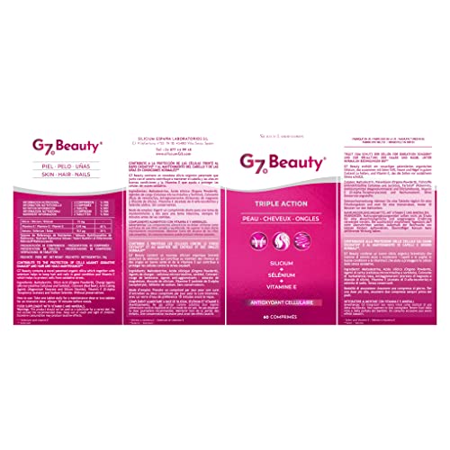 G7 Beauty. Antioxidante Celular. Silicio Enriquecido Con Vitamina E Y Selenio. Ayuda A Mantener La Salud Y La Belleza De La Piel, El Cabello Y Las Uñas. 60 Cápsulas.